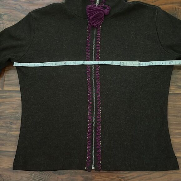 Free People Brown Zipper Closure Hoodie Sweater Casual Boho Feminine - Picture 5 of 9